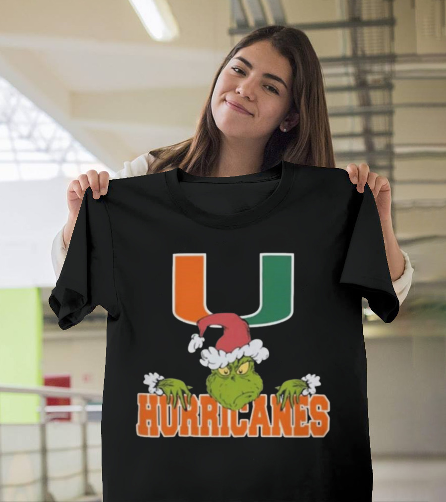 Miami Hurricanes Christmas Grinch 2024 Football NCAA T-Shirt