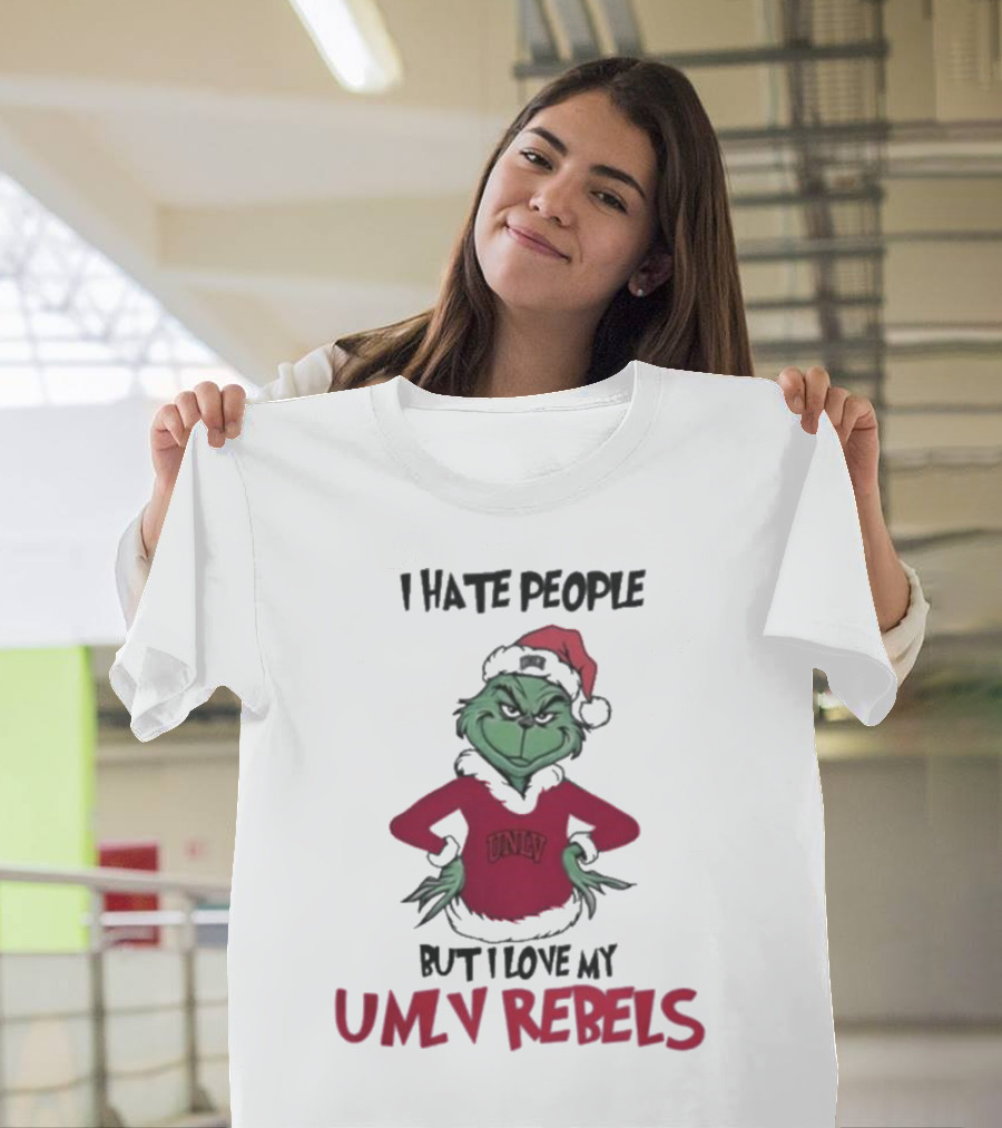 I Hate People But I Love My UNLV Rebels Grinch Christmas Fan T-Shirt