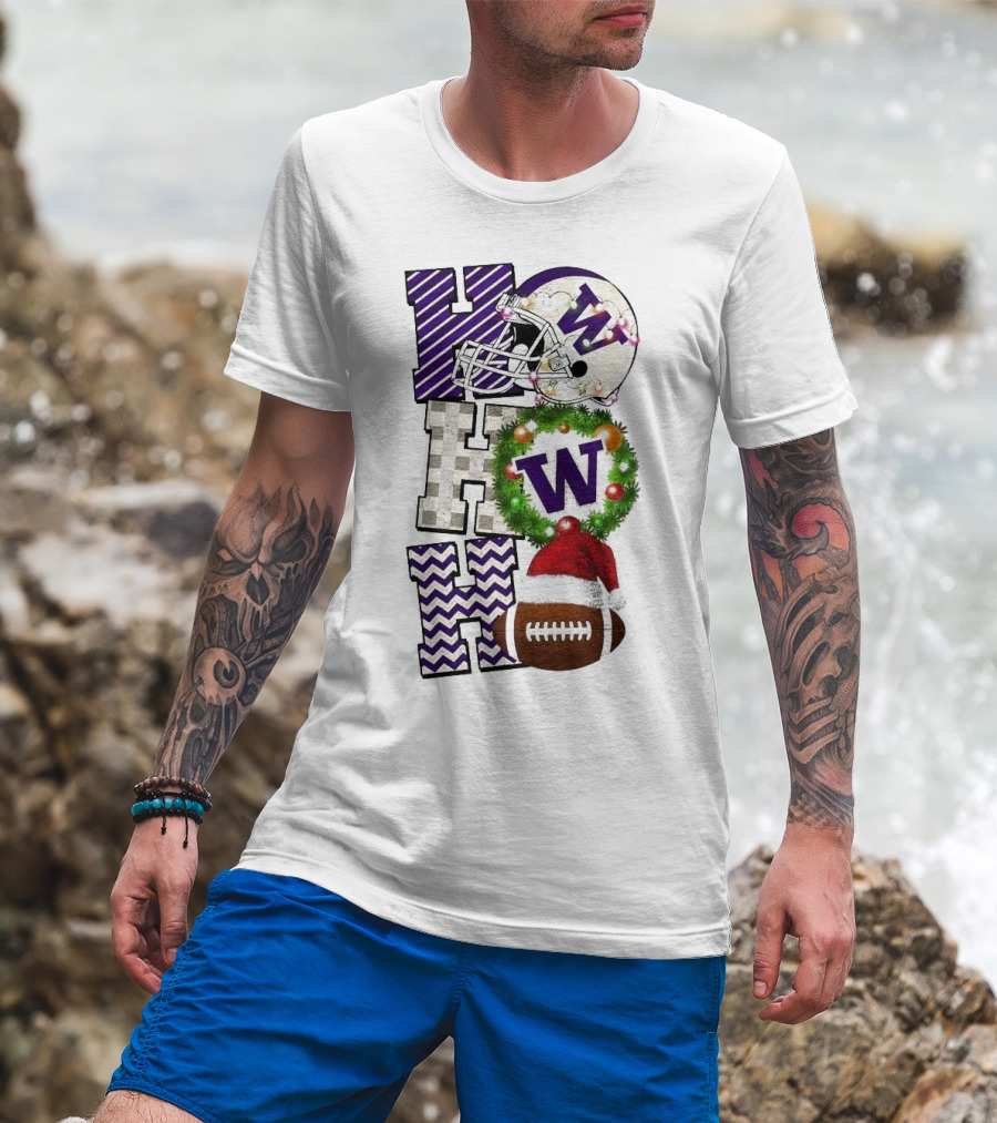 Washington Huskies Football Ho Ho Ho Christmas Game Day T-Shirt