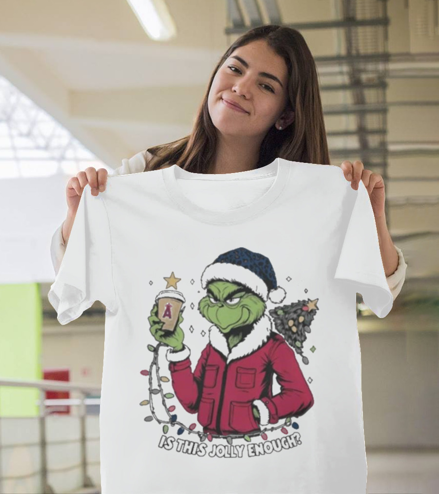 Merry Christmas Los Angeles Angels Santa Grinch Is This Jolly Enough T-Shirt