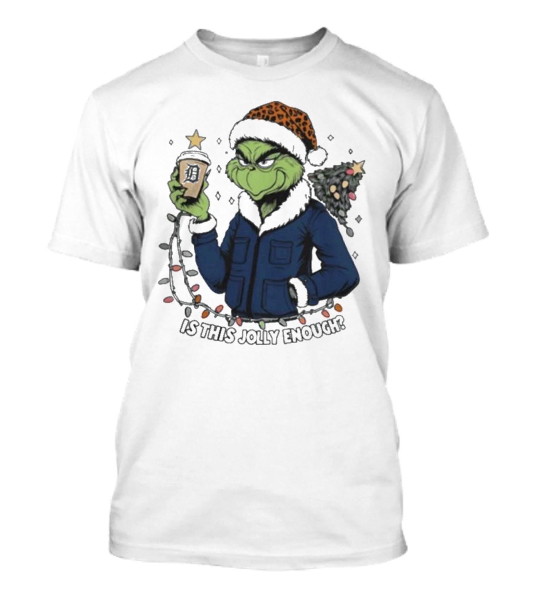 Detroit Tigers Grinch Santa Is This Jolly Enough Merry Christmas T-Shirt