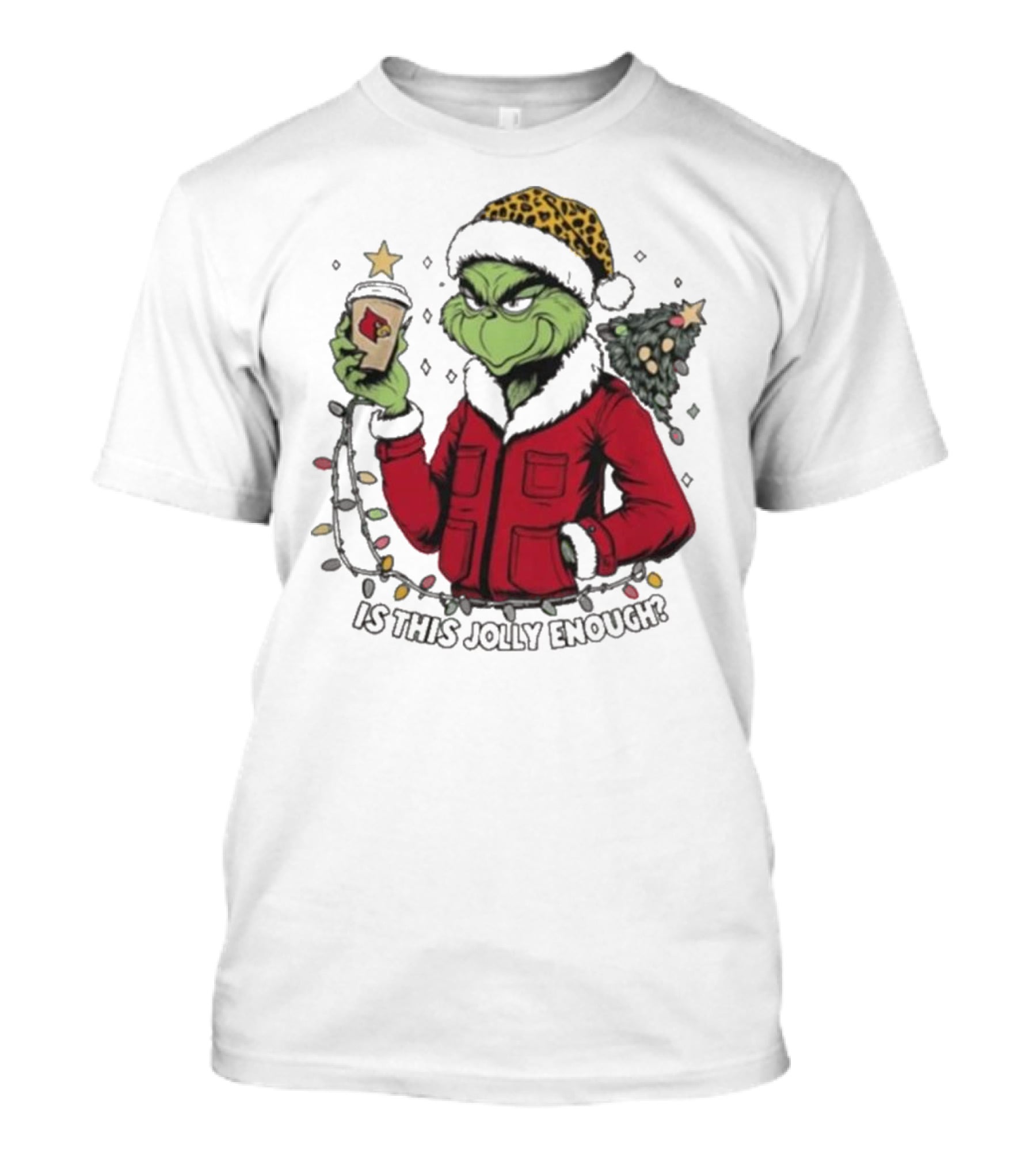 Louisville Cardinals Grinch Santa Is This Jolly Enough Merry Christmas T-Shirt