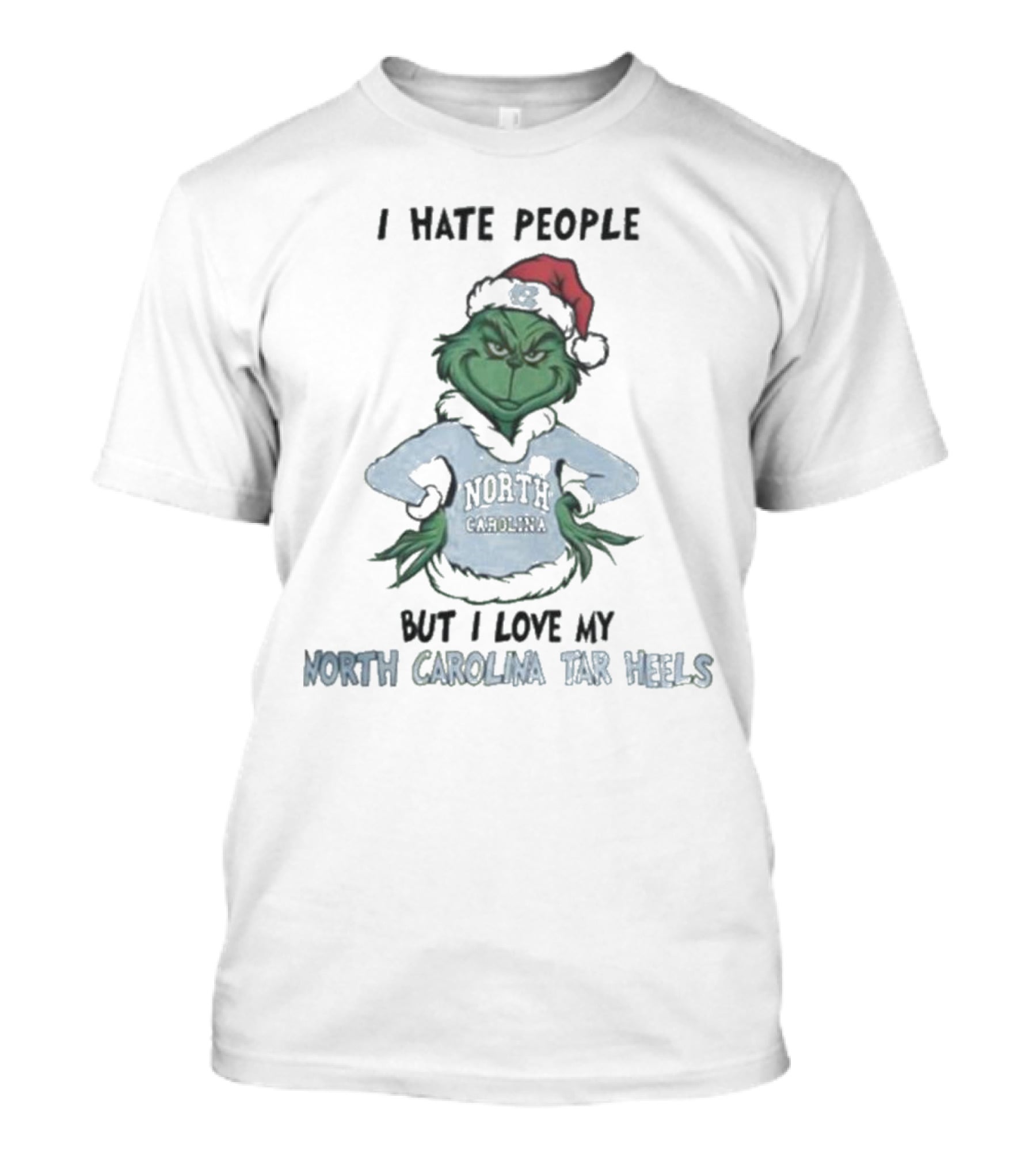 I Hate People Grinch Loves North Carolina Tar Heels Merry Christmas T-Shirt