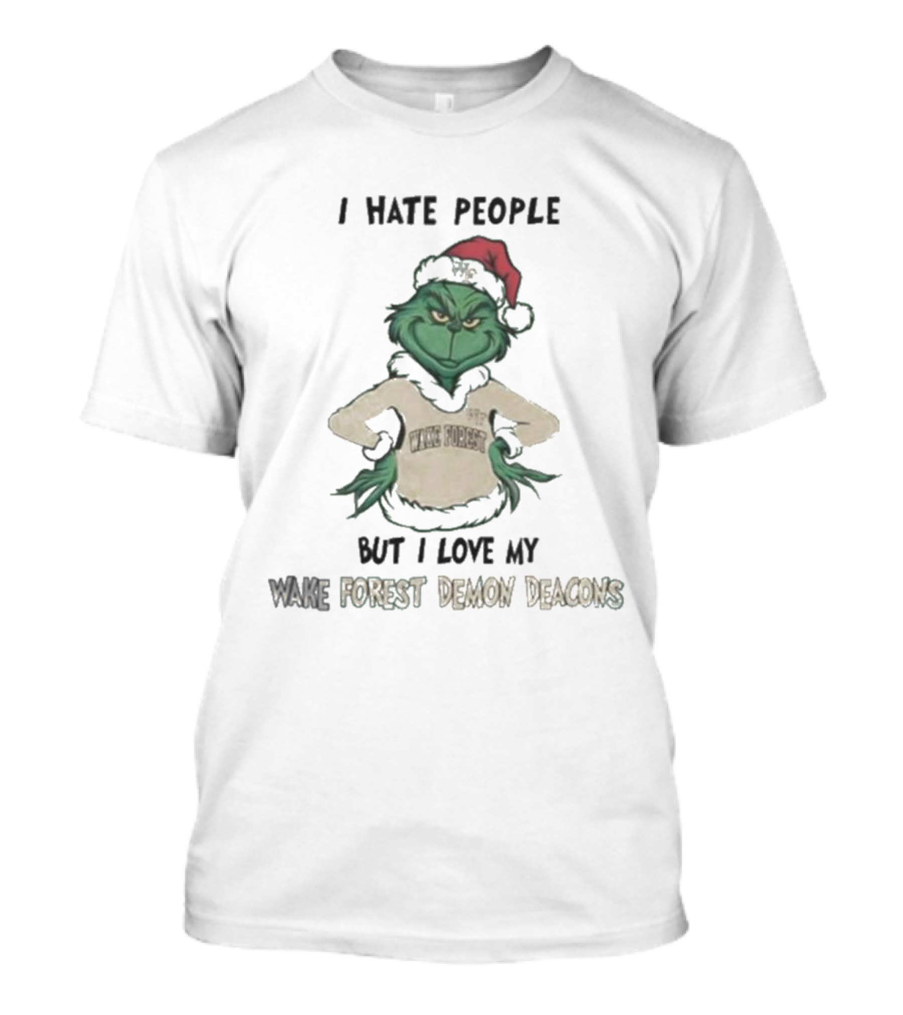 I Hate People But I Love My Wake Forest Demon Deacons Grinch Christmas T-Shirt