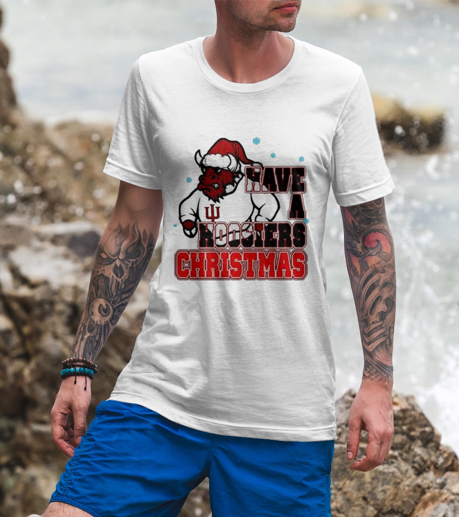 Have A Hoosiers Christmas Indiana Hoosiers Santa Mascot T-Shirt