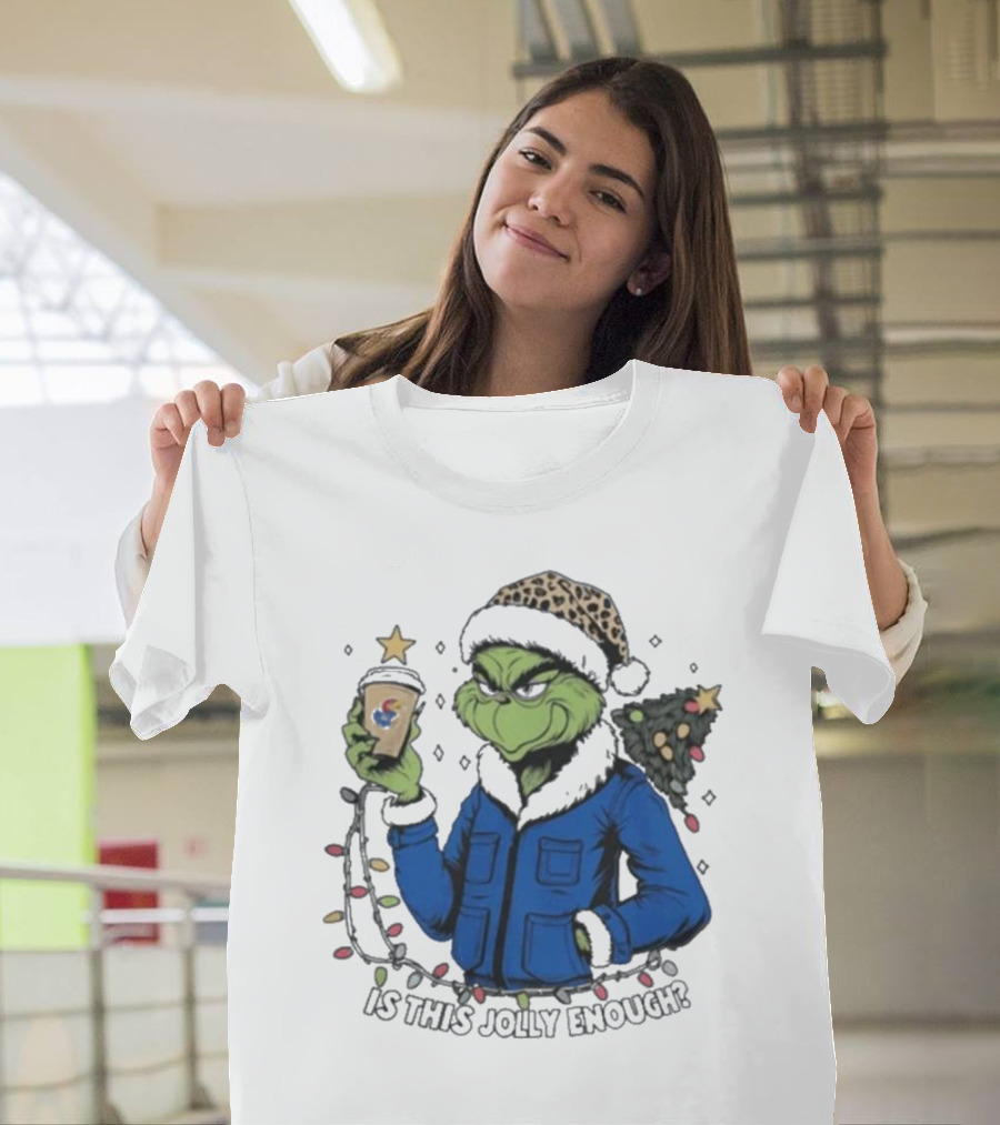 Kansas Jayhawks Grinch Is This Jolly Enough Merry Christmas T-Shirt
