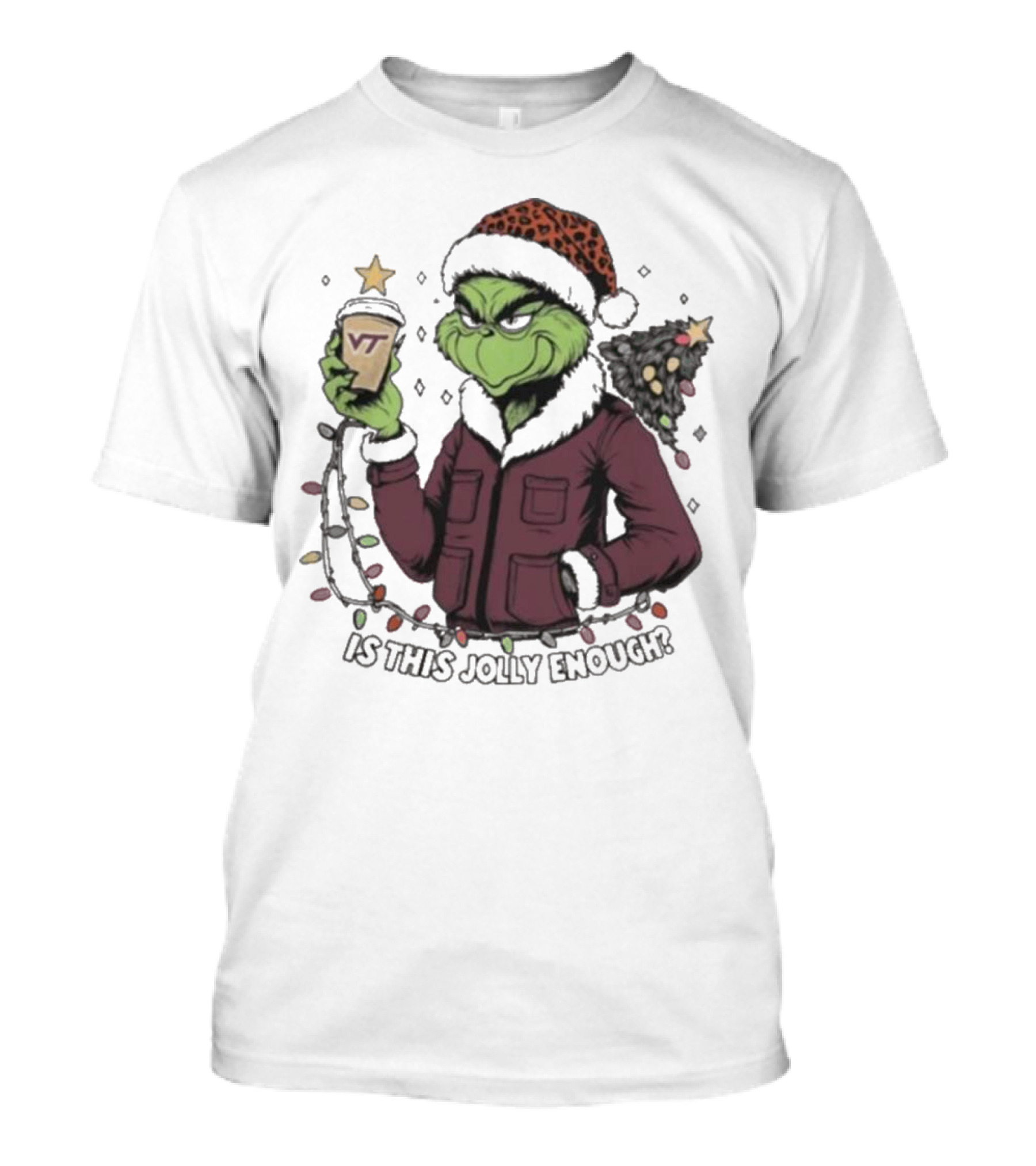 Virginia Tech Hokies Santa Grinch Is This Jolly Enough Merry Christmas T-Shirt