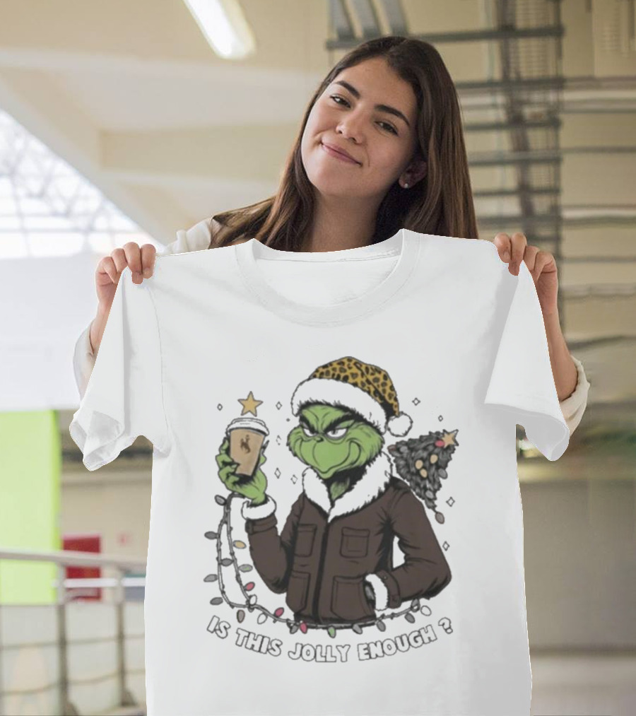 Wyoming Cowboys Grinch Santa Is This Jolly Enough Merry Christmas T-Shirt