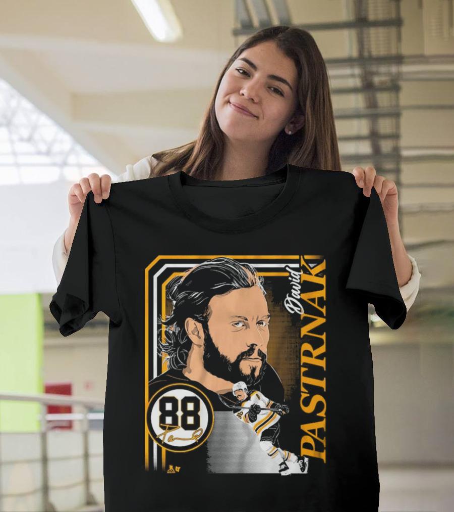 David Pastrnak 88 Hockey Illustration Collage T-Shirt