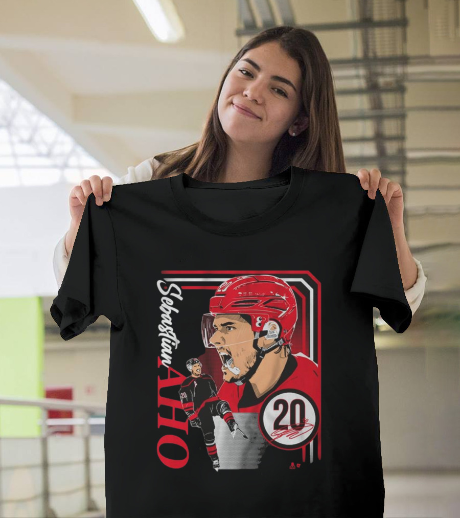 Sebastian Aho Number 20 Hockey Collage Frame T-Shirt