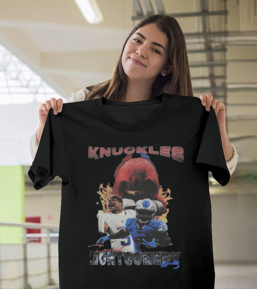 Knuckles Montgomery Detroit Lions 5 Football T-Shirt