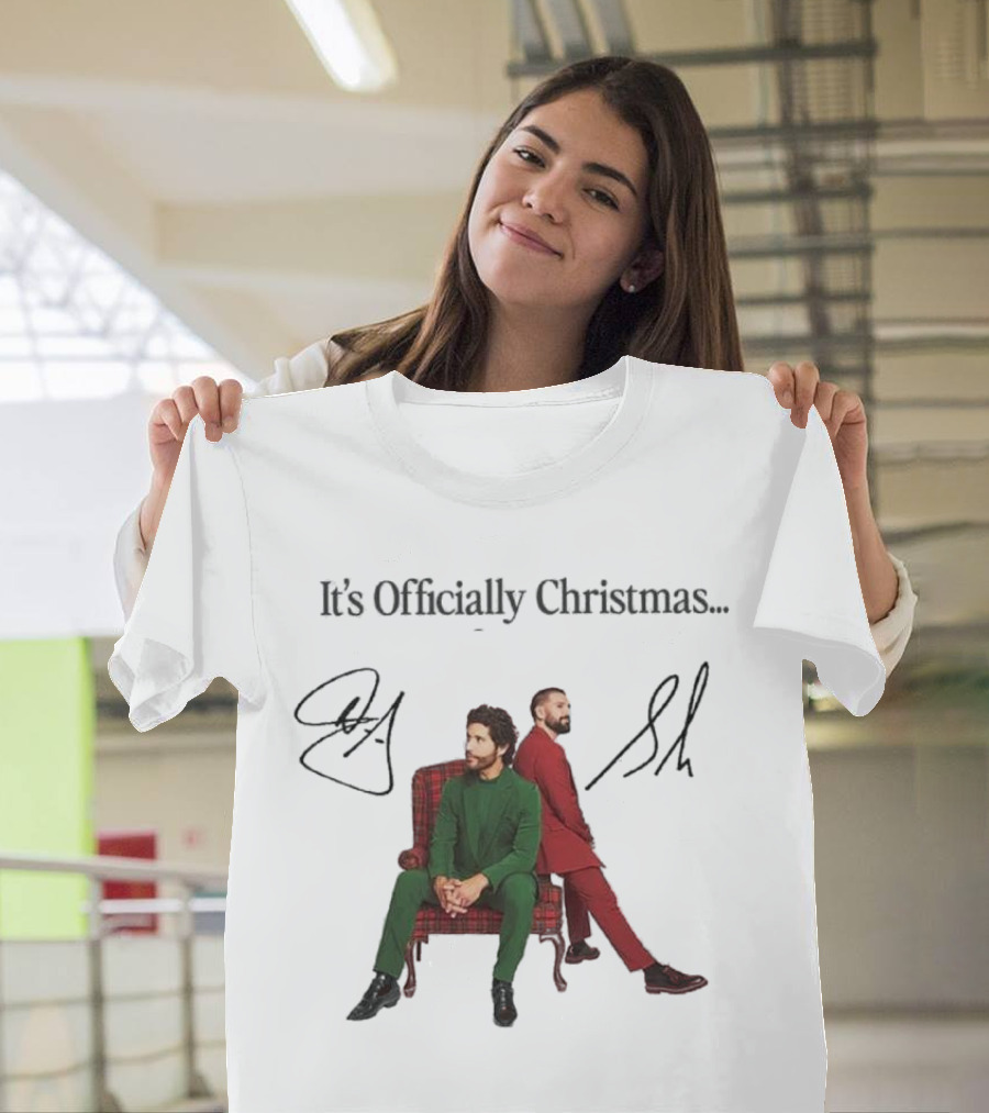 Dan And Shay It's Officially Christmas Signatures Plaid Chair Suits T-Shirt