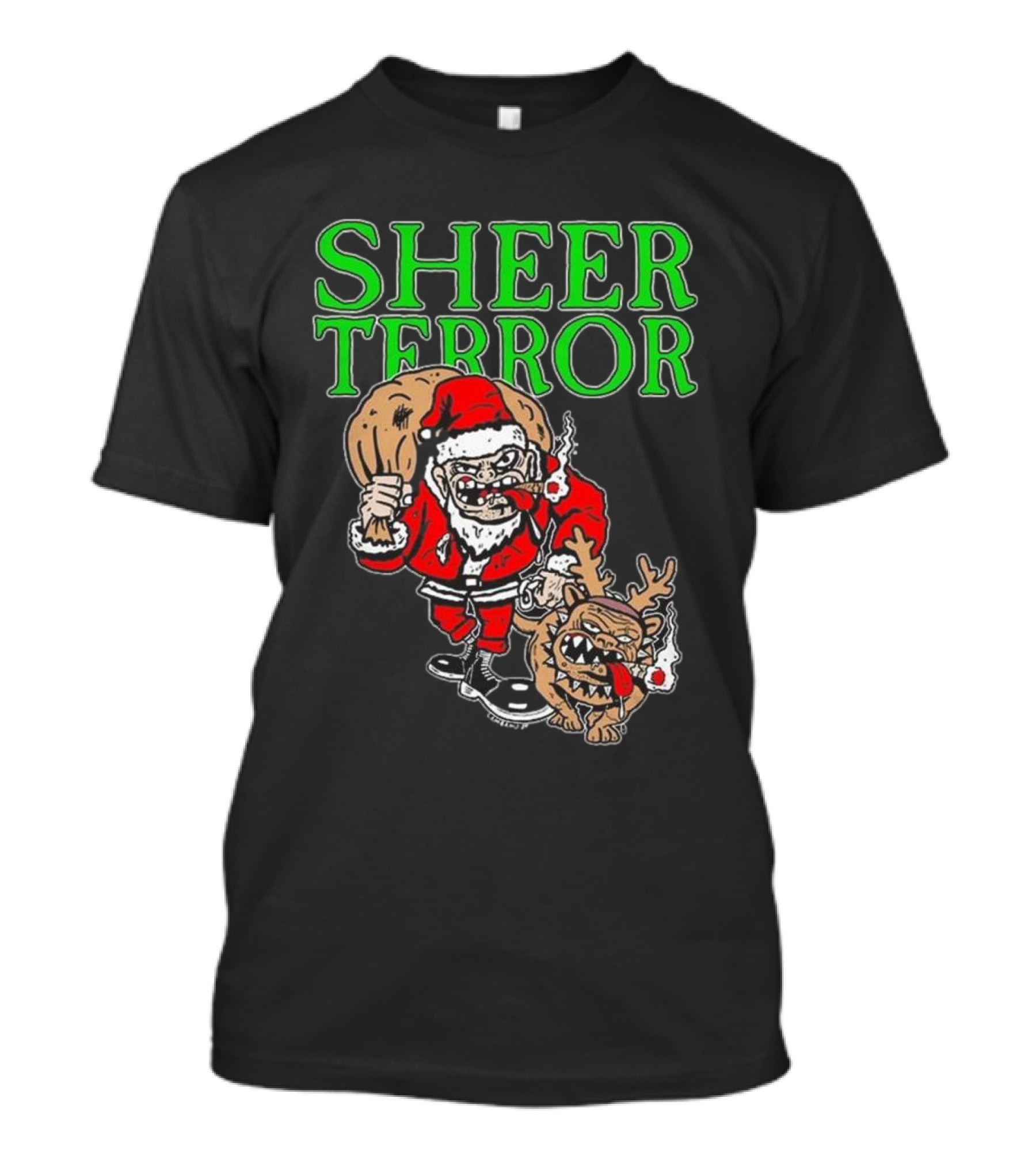 Screw Yule Sheer Terror Santa With Angry Reindeer T-Shirt