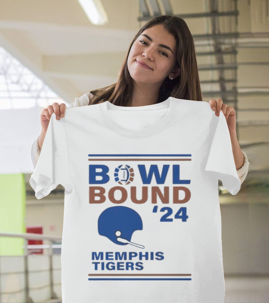 Bowl Bound '24 Memphis Tigers Football Helmet T-Shirt