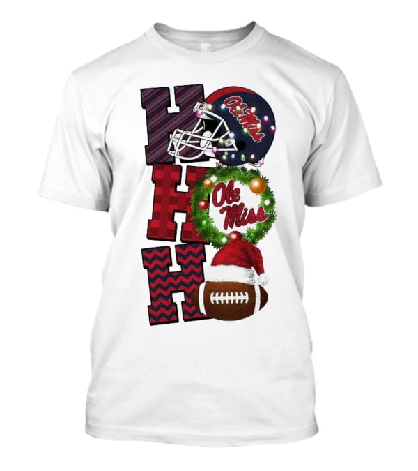 Ole Miss Rebels Ho Ho Ho Christmas Football Helmet Game Day T-Shirt