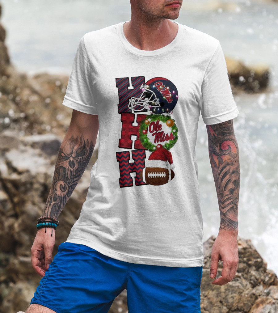 Ole Miss Rebels Ho Ho Ho Christmas Football Helmet Game Day T-Shirt