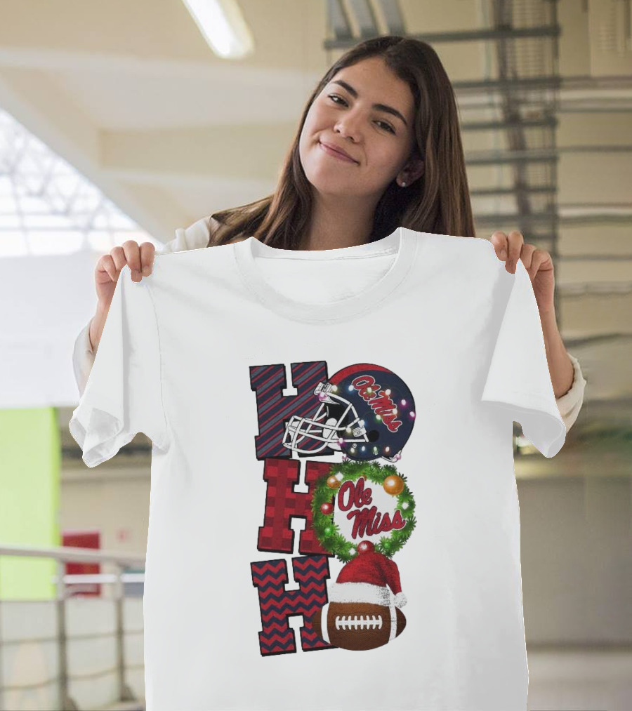 Ole Miss Rebels Ho Ho Ho Christmas Football Helmet Game Day T-Shirt