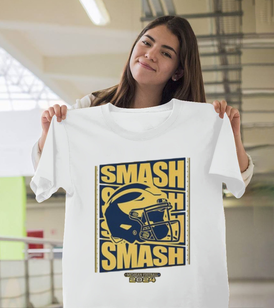 Michigan Football Smash Helmet T-Shirt