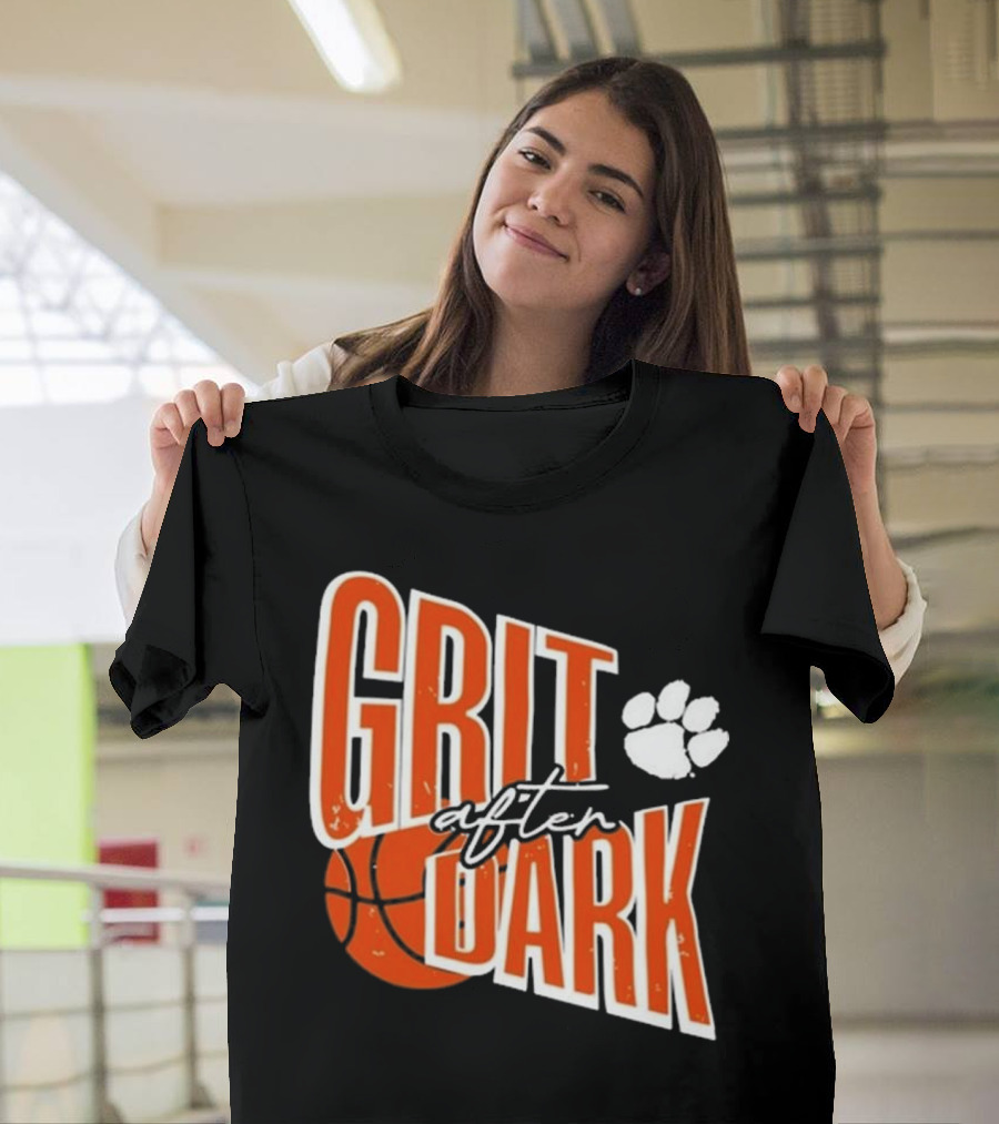 Clemson Grit After Dark Basketball And Paw Prints T-Shirt