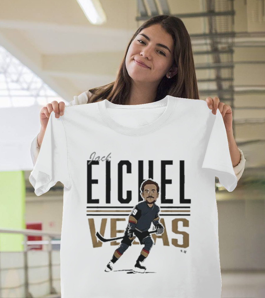 Jack Eichel Vegas Hockey Caricature Eichel Center Ice T-Shirt