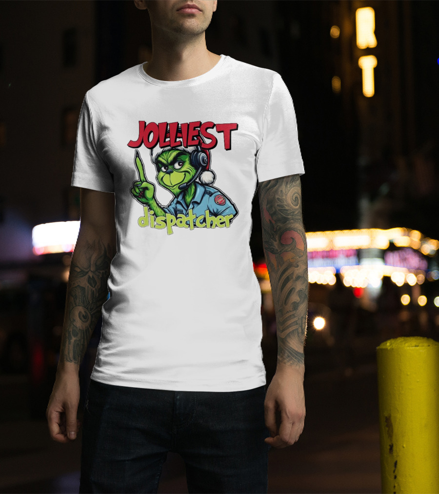 The Grinch Jolliest Dispatcher Christmas Holiday Fun T-Shirt