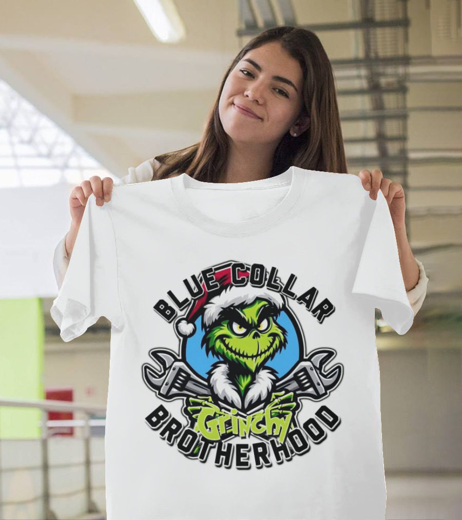 Blue Collar Grinchy Brotherhood Merry Christmas The Grinch T-Shirt