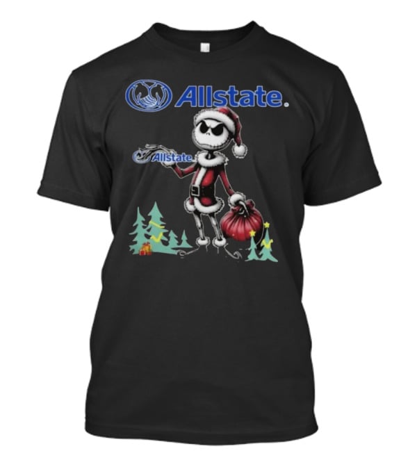 Santa Jack Skellington Allstate Merry Christmas T-Shirt