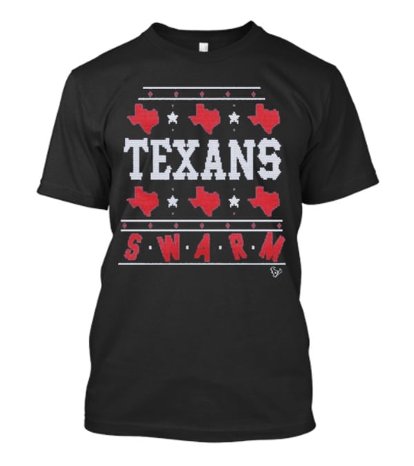 Texans Swarm Holiday Ugly Christmas Sweater Texas Map T-Shirt