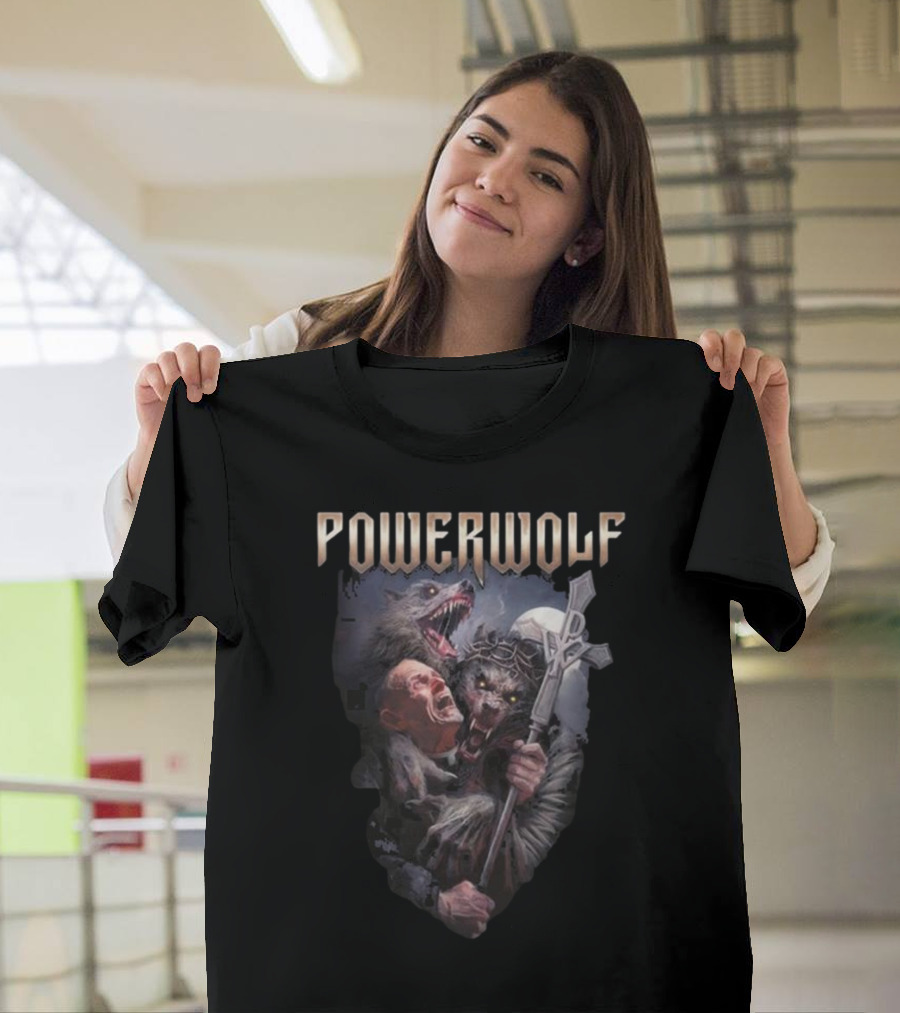 Powerwolf Thunder Priest Monster Battle With Fierce Wolves T-Shirt