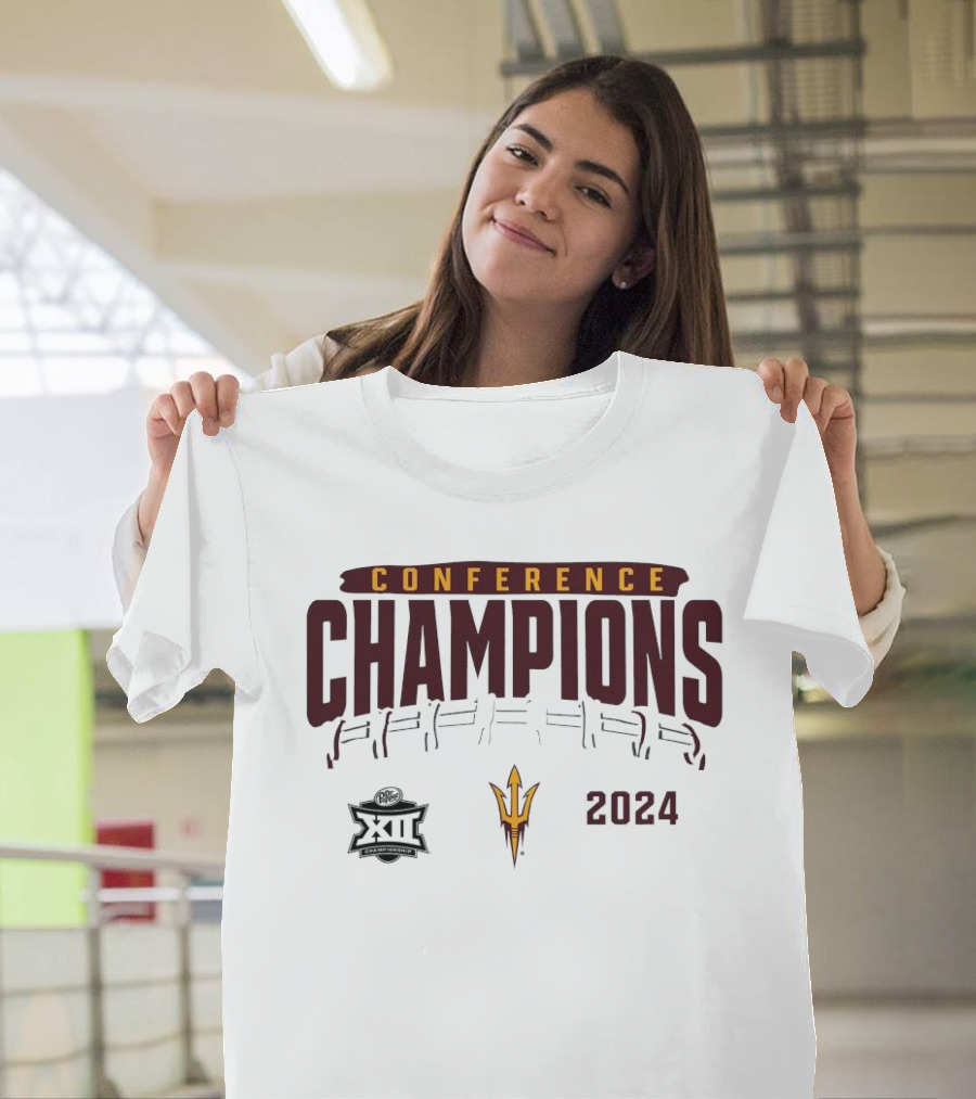 Arizona State Sun Devils 2024 Big 12 Conference Champions Football Emblem T-Shirt