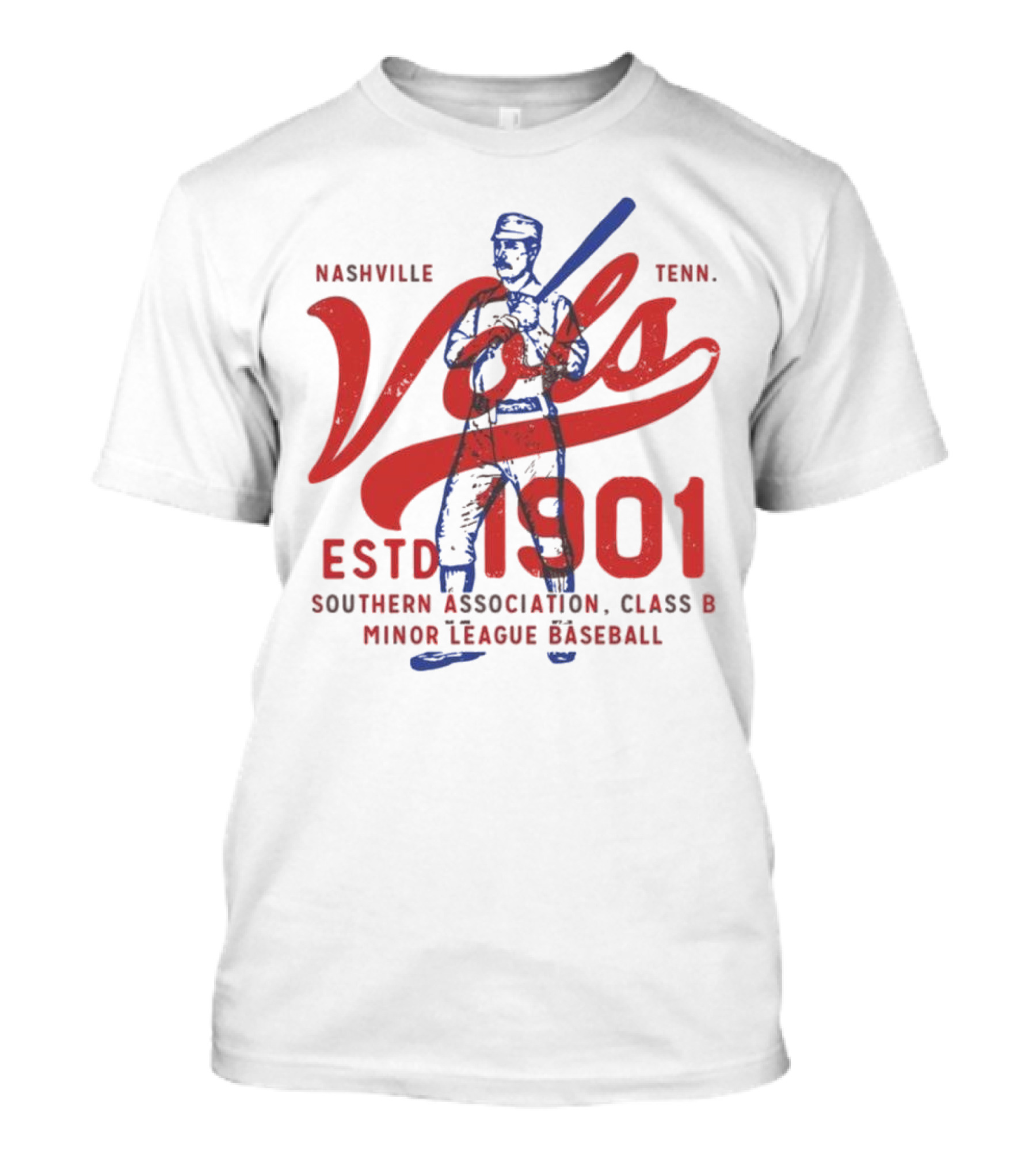 Nashville Vols Tenn ESTD 1901 Southern Association Class B Minor League Baseball T-Shirt