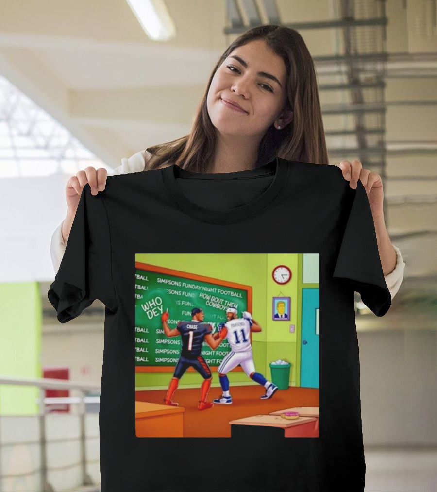 Simpsons Funday Night Football Cowboys Vs Bengals Chase Vs Parsons T-Shirt