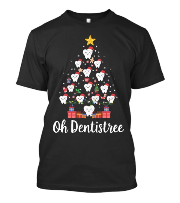 Oh Dentistree Christmas Tree With Tooth Ornaments And Gifts T-Shirt