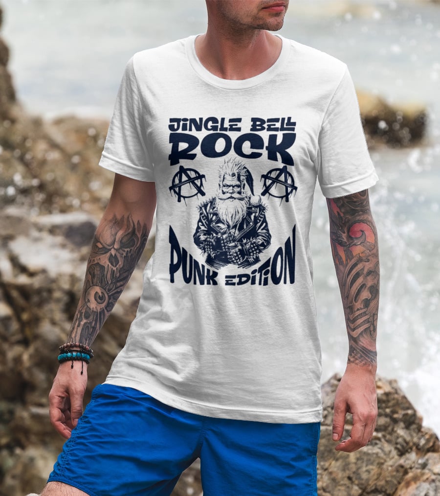 Jingle Bell Rock Punk Edition Anarchy Santa Claus T-Shirt