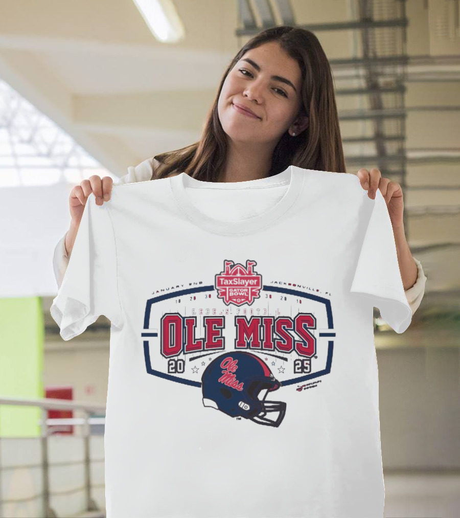 2025 Ole Miss Rebels TaxSlayer Gator Bowl January 2nd Jacksonville FL Football Helmet T-Shirt