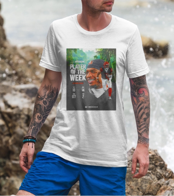 Ja’Marr Chase Cincinnati Bengals AFC Offensive Player Of The Week TGT 18 REC 14 YDS 177 TDS 2 Bengals T-Shirt