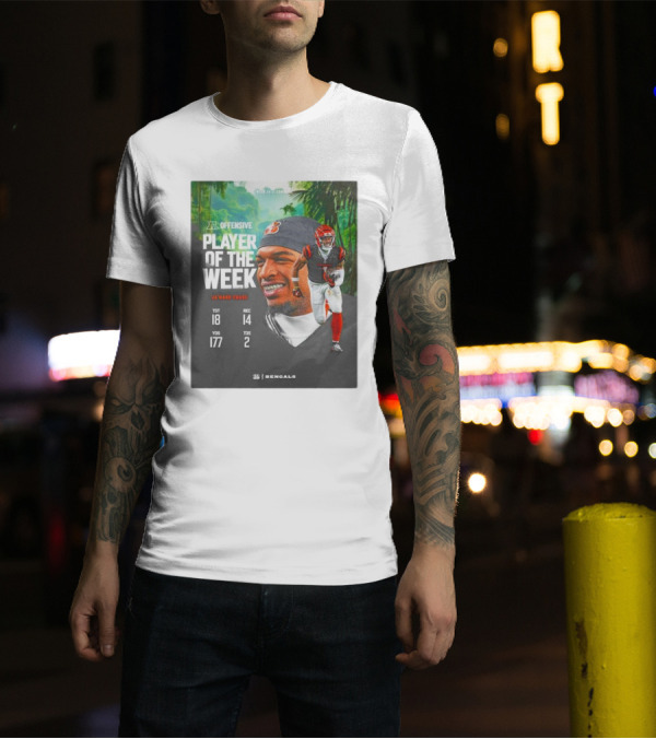 Ja’Marr Chase Cincinnati Bengals AFC Offensive Player Of The Week TGT 18 REC 14 YDS 177 TDS 2 Bengals T-Shirt