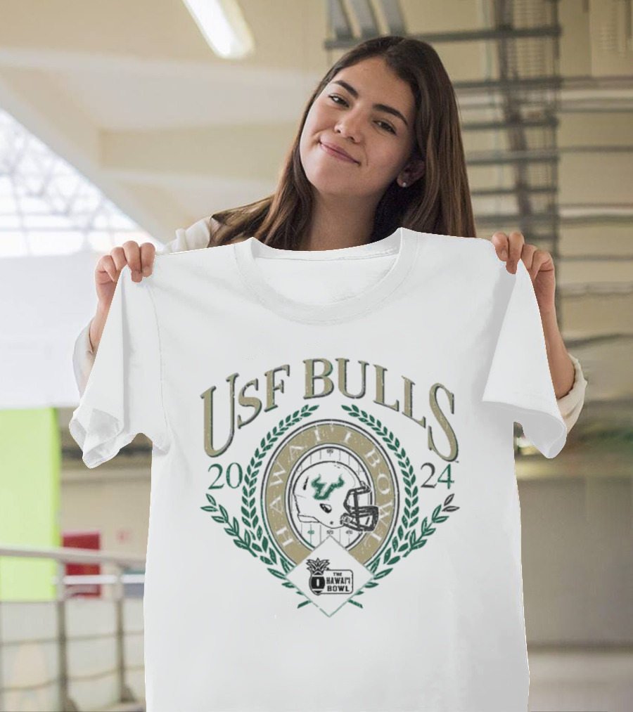 USF Bulls 2024 Hawaii Bowl Football Helmet Laurel T-Shirt