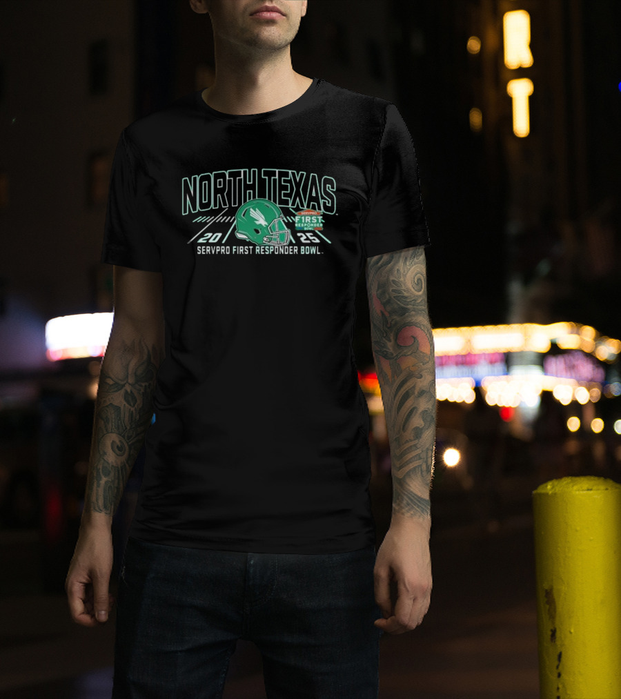 North Texas Mean Green 2025 SERVPRO First Responder Bowl Helmet T-Shirt