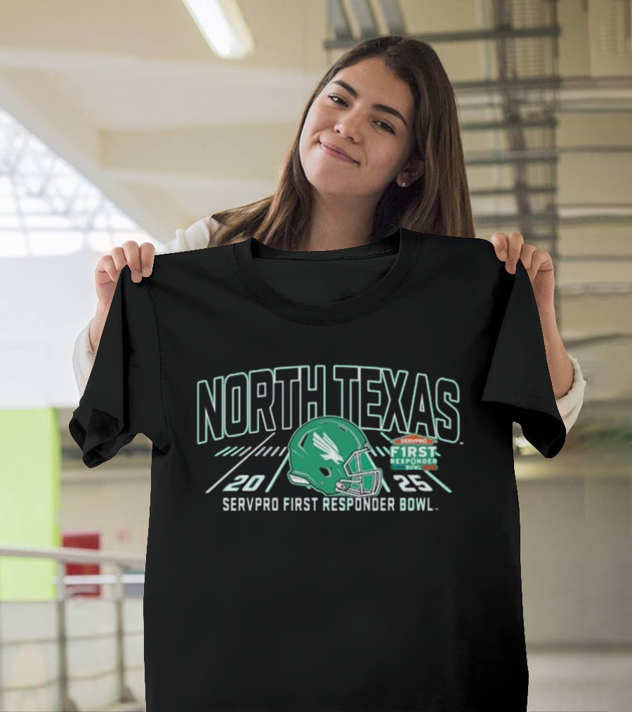 North Texas Mean Green 2025 SERVPRO First Responder Bowl Helmet T-Shirt