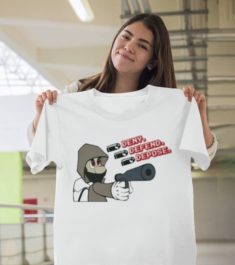 Luigi Mangione Deny Defend Depose Cartoon Character Gaming T-Shirt