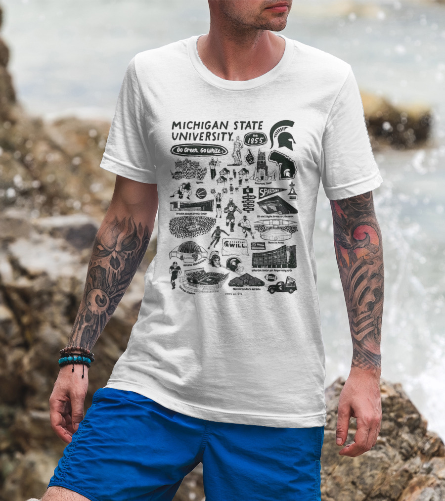 Michigan State University Go Green Go White 1855 Spartans Impressions T-Shirt