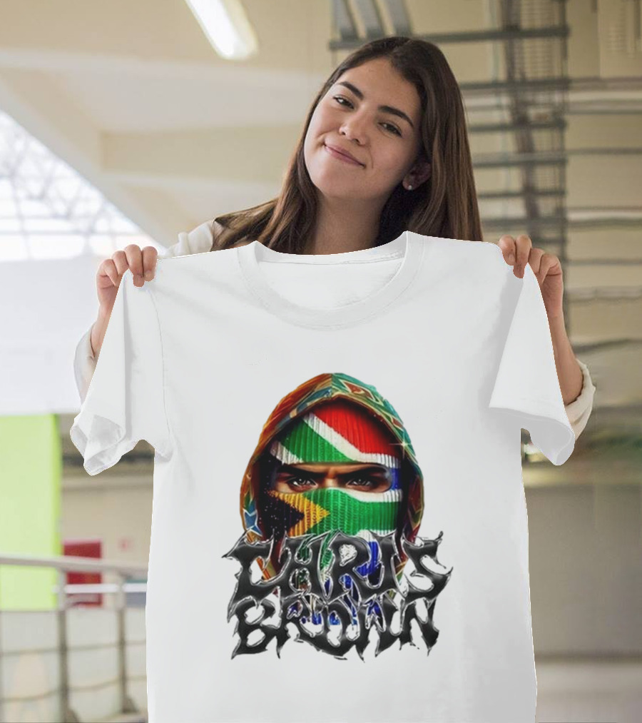 Chris Brown Breezy in South Africa Dec 15-16 2024 South African Flag Mask T-Shirt