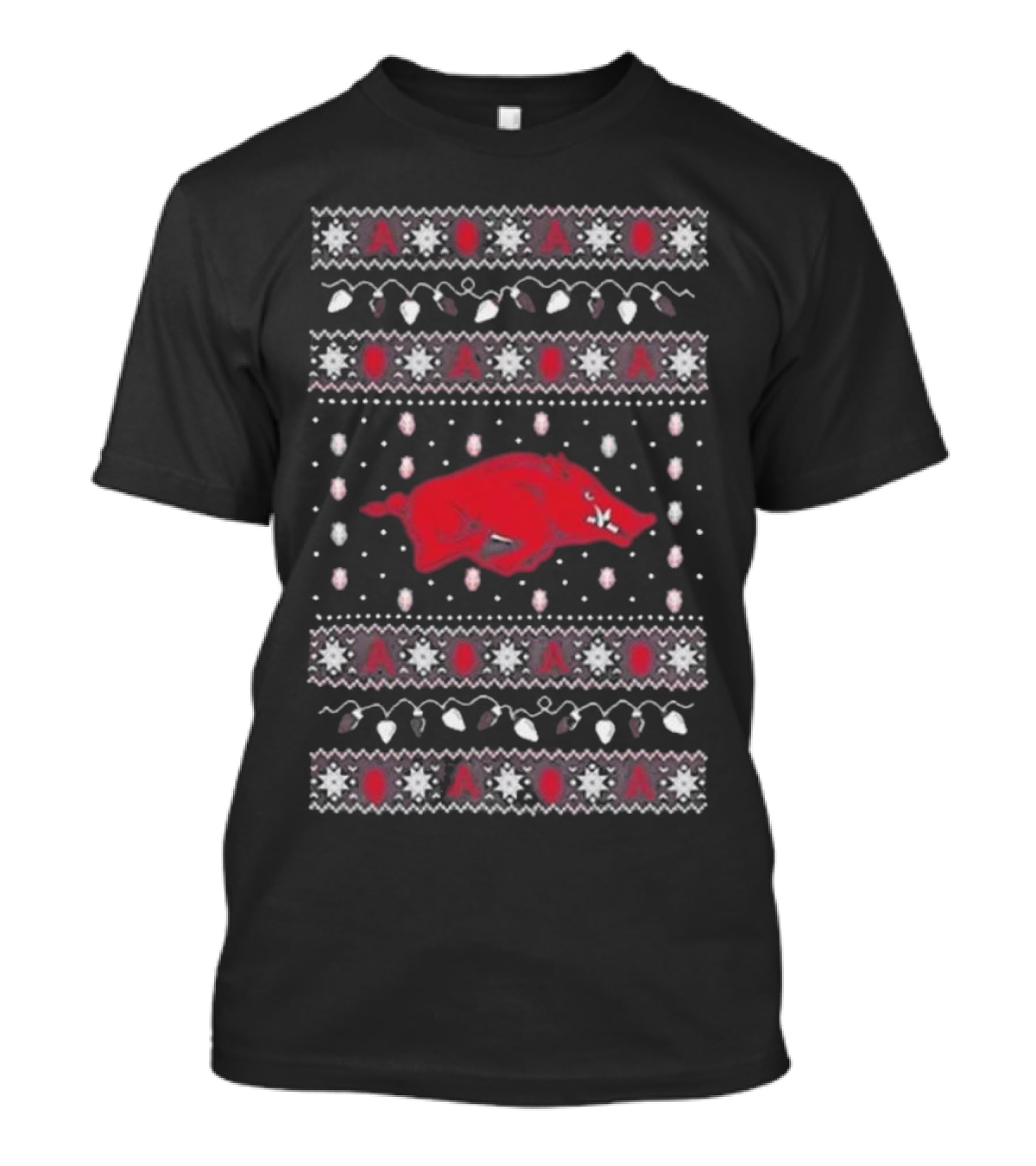 Arkansas Razorbacks Ugly Christmas Light T-Shirt