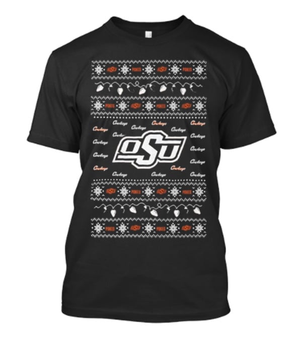 Oklahoma State Cowboys OSU Pokes Christmas Lights T-Shirt