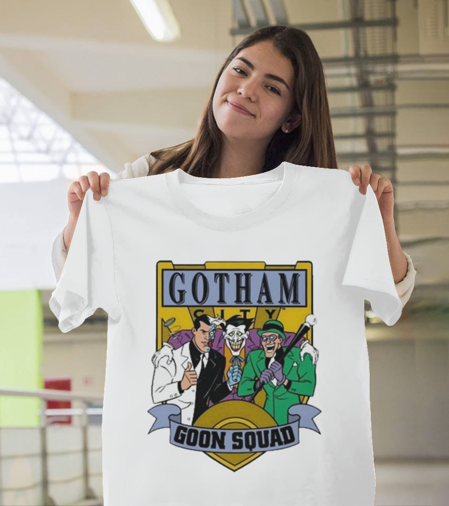 Gotham City Goon Squad Joker Riddler Two-Face Badge T-Shirt