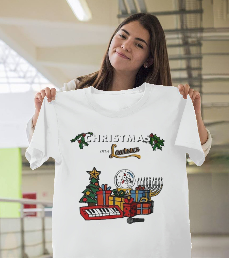 Christmas With Lawrence The Band Holiday Celebration Featuring Festive Tree, Keyboard, And Snowman T-Shirt
