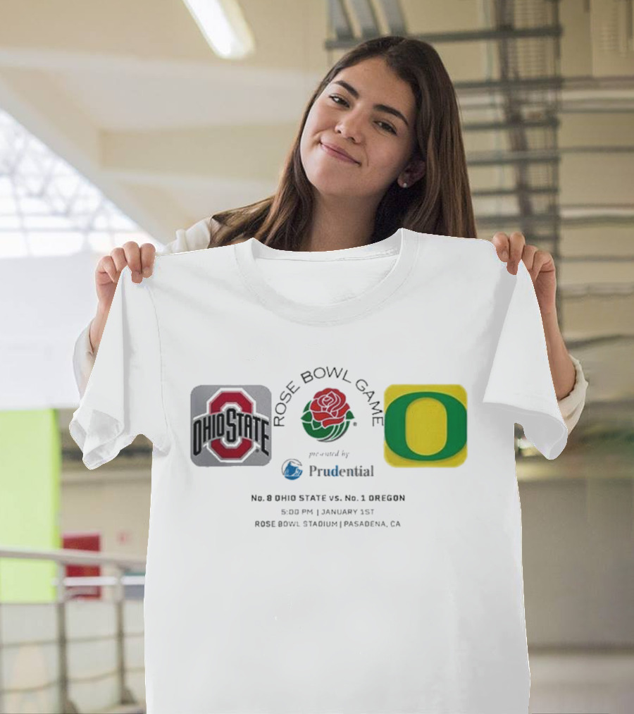 Rose Bowl Game No 8 Ohio State Buckeyes vs No 1 Oregon Ducks January 1st 2025 Rose Bowl Stadium Pasadena CA T-Shirt