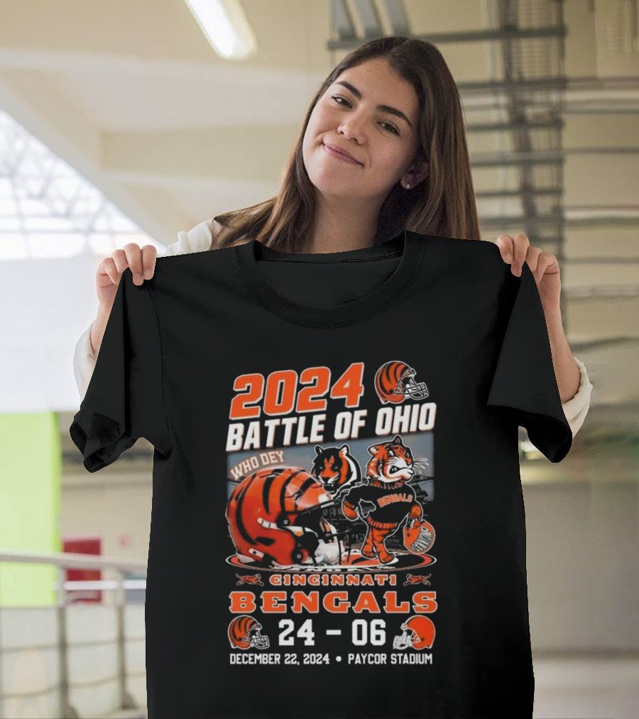Cincinnati Bengals Battle Of Ohio 2024 Who Dey Paycor Stadium December 22 T-Shirt