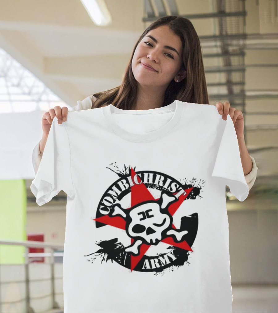 Combichrist Army Skull and Crossbones Red Star T-Shirt